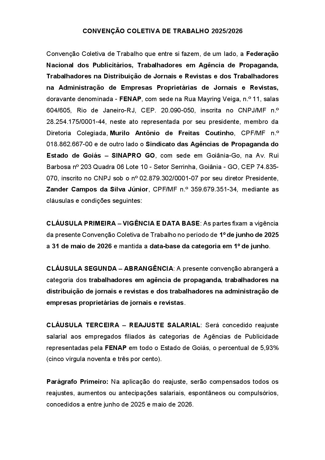CCT 2025 SINAPRO GO - Oficial